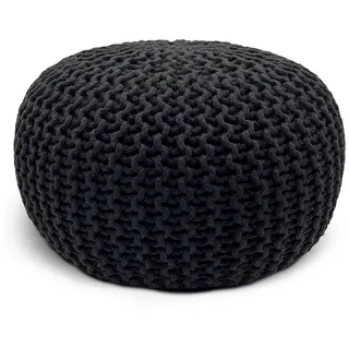 Casamia Pouf Pouf Ø 55 o. 45 cm Strickhocker Sitzpouf Bodenkissen Premium Outdoor schwarz 55 cm x 37 cm x 55 cm