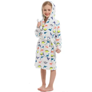 XINNE Unisex Baby Korallen Fleece mit Kapuze Morgenmantel Bademantel Jungen Mädchen Kleinkinder Pyjamas Nachtwäsche - 5-6 Jahre