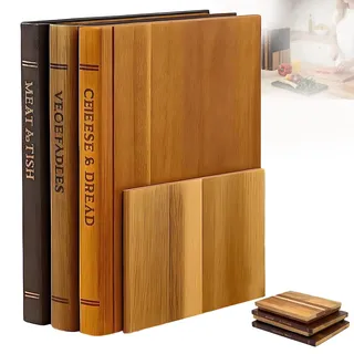 KPOUYYDS Schneidebrett-Set In Buchform - 3-Teiliges Holzschneidebrett Set Mit StäNder, Wooden Book Shaped Cutting Board Set, KüChendeko FüR KäSe, Brot Und Fleisch | ZufäLlige Holzmaserung