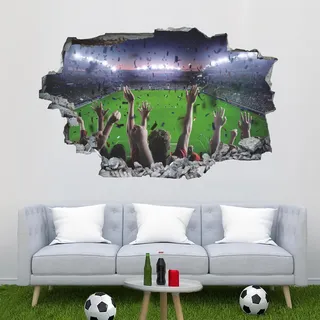 ANHUIB 3D Fussball Wandtattoo,Wandaufkleber Kinderzimmer Fußball,Durchbruch Wandaufkleber Jungen,Bunte Fußball Wandtattoo Jugendzimmer Junge,Wandstikcer für Schlafzimmer Deko,Fussball Poster Geschenk