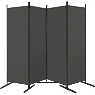 Woltu Paravent Trennwand 4 Teilig 200x170cm, Raumteiler Klappbar Sichtschutz, Raumtrenner Innen, Faltbildschirm für Büros Dunkelgrau 223x177 cm