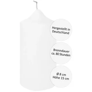 Fink Stumpenkerze FINK Stumpenkerze Candle - weiß - H. 15cm x B. 8cm x D. 8cm (1 Stück) weiß
