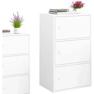 MODERNER KAPAZITÄTSGROßER SCHRANK, WEISS, SKANDINAVISCHER LOFT, RETRO, 3 REGALE, groß - Weiß
