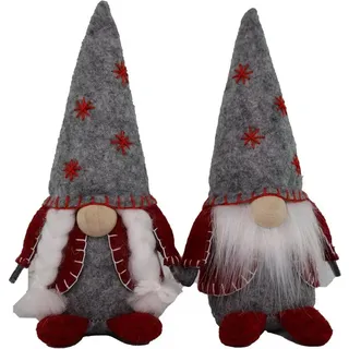 hausleben Wichtel 2er Set Weihnachtswichtel 35 cm – Deko Wichtel mit Filzmütze & Bart (Set, 2 St., 2er-Set), – Skandinavische Tomte Figuren grau