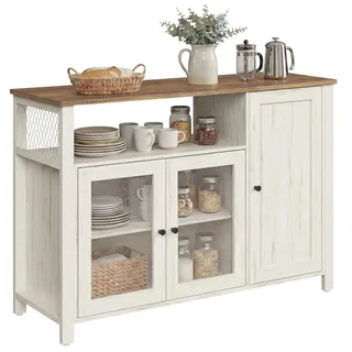 VASAGLE Küchenschrank mit 3 Türen 33 x 110 x 75 cm honigbraun-vintageweiß