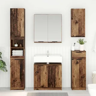 Möbel Badezimmerschrank Altholz 64,5 x 33,5 x 59 cm Holzwerkstoff - Badspiegel &1543 - Braun