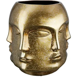 GILDE Vase Blumenvase aus Keramik - Gesichtsvase wasserdicht Europäische Herstellung - Farbe: antik Gold Höhe 23 cm