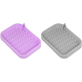 2 Stück Seifenschale Seife Trocken Seifenreinigung Lagerung für Hause Badezimmer Küche Silikon Grau Lila