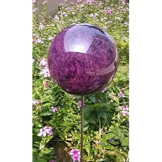 Rosenkugel 15 cm Edelstahl Lackierung violett Dekokugel mit Stab 80 cm - Violett