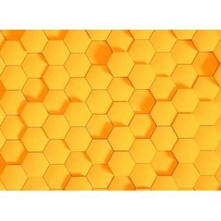 LIVING WALLS Fototapete "Designwalls Honeycomb 2" Tapeten Vlies, Wand, Schräge, Decke Gr. B/L: 3,5 m x 2,55 m, gelb Fototapeten 3D