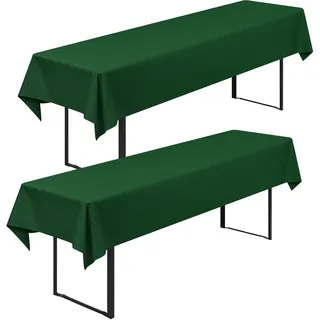 2 Stück Biertisch Tischdecke Universal für 50cm u.70cm Biertische Hussen für Biertisch, Biertischhussen Blickdichte Biertisch-Husse Bierzeltgarnitur Waschbar Biertischdecke 100x250cm(Dunkelgrün)