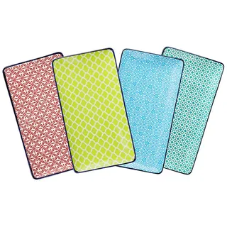 vancasso Sushiteller 4-tlg. Sushi-Platte, Porzellan Servierteller, rechteckig, bunt, (4 St) bunt