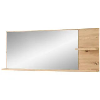 Lomadox Garderobenspiegel BLISS-36, Eiche Flurspiegel Garderobe Spiegel Ablage 148x60x16,5 cm braun