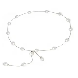 QKEPCY Kettengürtel Damen mit Perlen Verstellbar Elastisch Hochzeit Elegant für Abendkleid Gürtel Party Französisch Retro Kette Romantisch Elegant Festlich Geschenk für Mädchen - 107cm