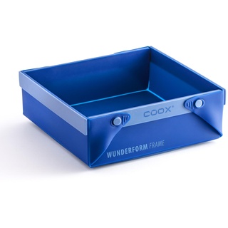 coox WUNDERFORM Frame SQ in Blau, die erste faltbare Back- und Auflaufform, platzsparende Backform aus Silikon, BPA-frei