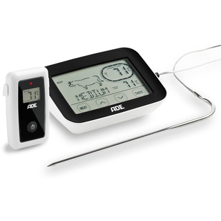 ADE BBQ1408 Funk-Bratenthermometer. Digitales Grill-Thermometer mit Touch-Display, Funkempfänger, Messgabel aus Edelstahl. Elektronisches Ofenthermometer für den perfekten Garpunkt. Inkl. Batterien