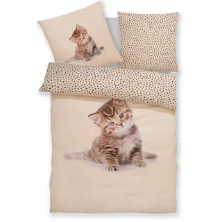 OTTO home Lyki Katze Mikrofaser Beige 135 x 200 cm + 2 x 80 x 80 cm