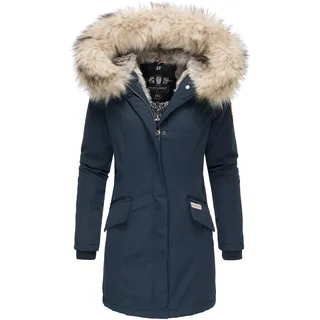 NAVAHOO Damen stylischer Wintermantel Winterparka mit Kunstfell-Kapuze Cristial