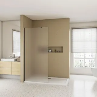 AICA walk in dusche 90X200cm Milchglas Duschwand 10mm NANO ESG-Glas mit Schwarz einstellbar 73-120cm Stabilisator Duschabtrennung Duschtrennwand Du... - milchig
