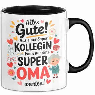 Trendation Tasse Oma Tasse Geschenkidee Beste Kollegin Oma Geschenk schwarz