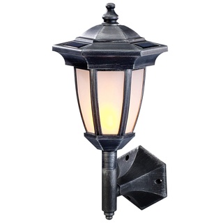 Lunartec Aussenleuchte: Solar-LED-Stand- & Wandlaterne mit Flammeneffekt, IP44, 24 LEDs (Solar Wegeleuchte, Balkon Lampe, Gartenleuchte Standleuchte)