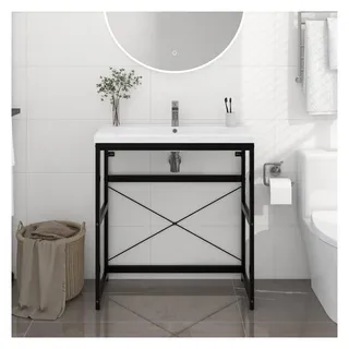 vidaXL Badezimmer Waschtischgestell Schwarz 79x38x83 cm Eisen