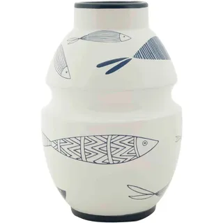 Vase, Blau, Weiß, Keramik, 15x24x15 cm, Dekoration, Vasen, Keramikvasen