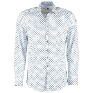OS Trachten Trachtenhemd Kedase Langarmhemd mit Allover-Druck blau 39/40
