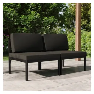 vidaXL Gartenlounge-Set Gartensofa 2-Sitzer mit Kissen Aluminium Anthrazit, (1-tlg)