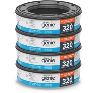 Diaper Genie Essentials Runde Nachfüllpackung, für bis zu 1280 Windeln für Neugeborene, mit geruchloser durchgehender Folie, kompatibel mit Diaper Genie Complete und Expressions Eimern, 4 Stück