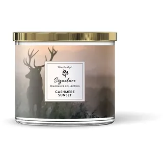 Woodbridge Duftkerze im Glas mit Deckel | Cashmere Sunset | Duftkerze Sandelholz | Kerzen 3 Docht | Kerzen lange Brenndauer (40h) | Geschenk für Frauen
