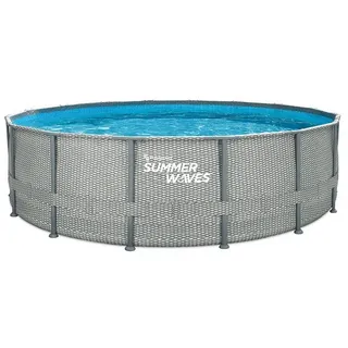 SUMMER WAVES Framepool TW75-P4D01648B Frame Elite Pool Natural Rattan 488x122cm