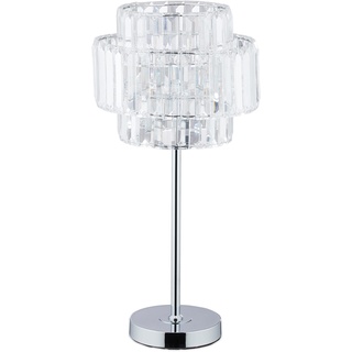 Relaxdays Nachttischlampe Kristall, elegante Tischlampe, Wohnzimmer & Schlafzimmer, HxD: 50,5x24cm, transparent/silber