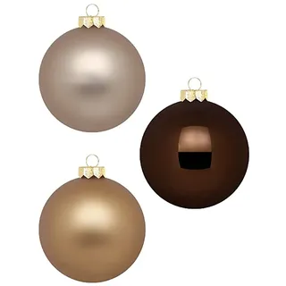 Inge Glas Weihnachtskugeln 10cm in Karton-Box | 6 XL Christbaumkugeln groß | Kugeln aus Glas (Elegant Lounge | braun beige Creme)