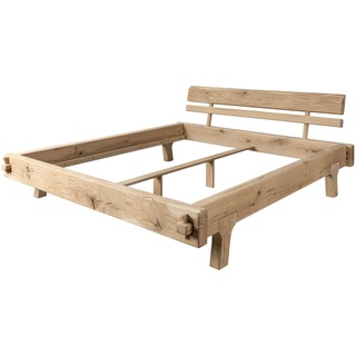 MASSIVMOEBEL24.DE Bett Holzbett Balkenbett Massivholzbett 200x200 Eiche Holz massiv Natur geölt Oak Heart #04