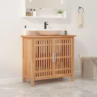 LAPOOH Waschbeckenunterschrank 66x29x61,5 cm Massivholz Nussbaum, Unterschrank Waschbecken, Badezimmer Unterschrank, Unterschrank Bad, Badezimmerschrank, Badmöbel, Badschrank