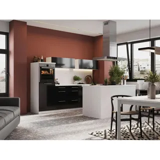 Respekta Küchenblock Inselküche, Schwarz, Weiß, Holzwerkstoff, 8 Schublade(n),1 Schublade(n) Schubladen, nur wie online abgebildet bestellbar, 280x200x270 cm, links aufbaubar, rechts aufbaubar, Küchen, Küchenzeilen & Küchenblöcke, Küchenzeilen mit Geräten