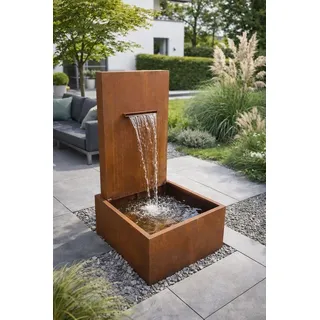 Estexo Springbrunnen Wasserfall Wasserlauf Zierbrunnen Rost 77x66x128 cm