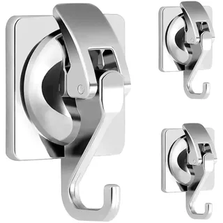 3 Vakuum Saugnapf Haken Küche Extra Stark Badezimmer Saughaken Ohne Bohren | Bad Dusche Saugnäpfe Haken Handtuchhaken Silber Saugnapfhaken Wandhaken für Handtuch Fenster Glas Fliesen Wand Tür
