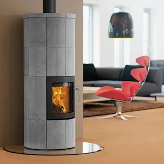 Lotus M2 Kaminofen Schwarz/ Speckstein, Rauchabgang oben - Schwarz