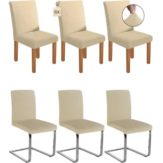 Dmyifan Stretch Stuhlhussen Schwingstühle, Abnehmbarer Waschbarer Stuhlbezüge, Chair Cover für Esszimmer, Hotel, Bankett, Partys Deko, Hochzeit (6, Beige)