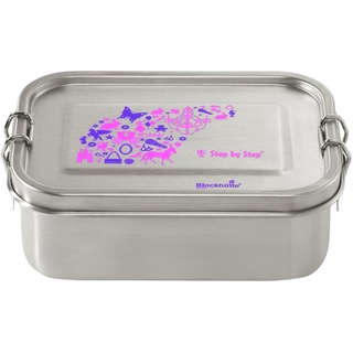Step by Step Edelstahllunchbox, Purple & Rose, mit Trennwand und Klickverschluss, spülmaschinenfest, BPA-frei, für Schule und Kindergarten, 0,8L