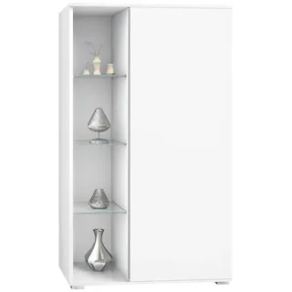 Vladon Standvitrine Davos 71,5 x 134 x 35 cm Weiß