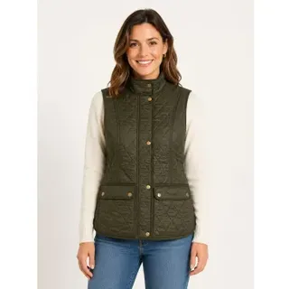 Barbour für Damen. LGI0017 Wray Quilted Weste grün (L), Lässig, Polyamid