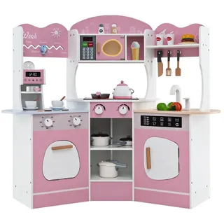 KOMFOTTEU Spielküche Kinderküche Lernspielzeug-Set, mit Licht und Sound, für Kinder ab 3 Jahren rosa