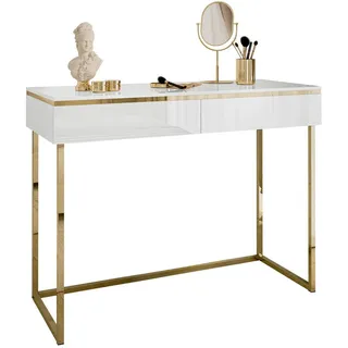 Lookway Konsolentisch, Weiß Hochglanz, Metall, Uni, 2 Schubladen, Rechteckig, 102x79x44 cm, Wohnzimmer, Wohnzimmertische, Konsolentische