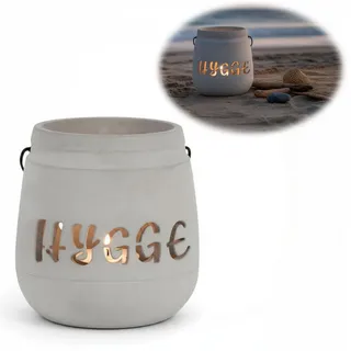 LS-LebenStil Windlicht Beton Hygge 13cm Shabby Grau Maritim Teelichthalter Kerzenhalter (1 St., Kerzenhalter / Laterne mit Henkel, Tischdeko, Maritime outdoor Deko), Gartenlaterne für draußen, Sommerdeko, Kerzenständer Geschenk grau