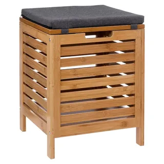 5five simply smart Badhocker BAMBOO mit Wäschekorb, 2in1 | braun