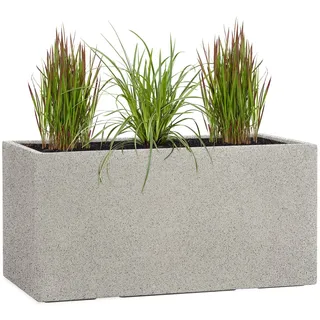 Pflanzwerk® Pflanzkübel TUB Granit Grau 40x80x40cm XXL – Rechteckig – Großer Fiberglas Blumenkübel für außen und innen - Frostbeständig - UV-Schutz – Markenqualität