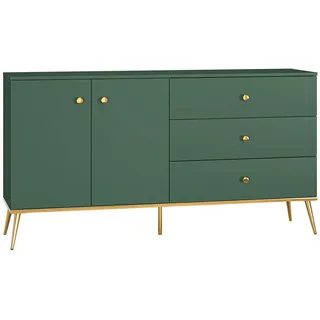 Feldmann-Wohnen Sideboard 160 x 85 x 40 cm Dunkelgrün / Gold